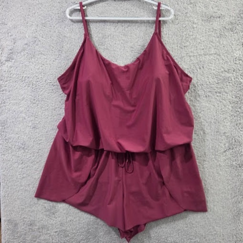 Time and Tru Swim Romper 3X Plus Size Mauve One Piece Bathing Suit Swimsuit